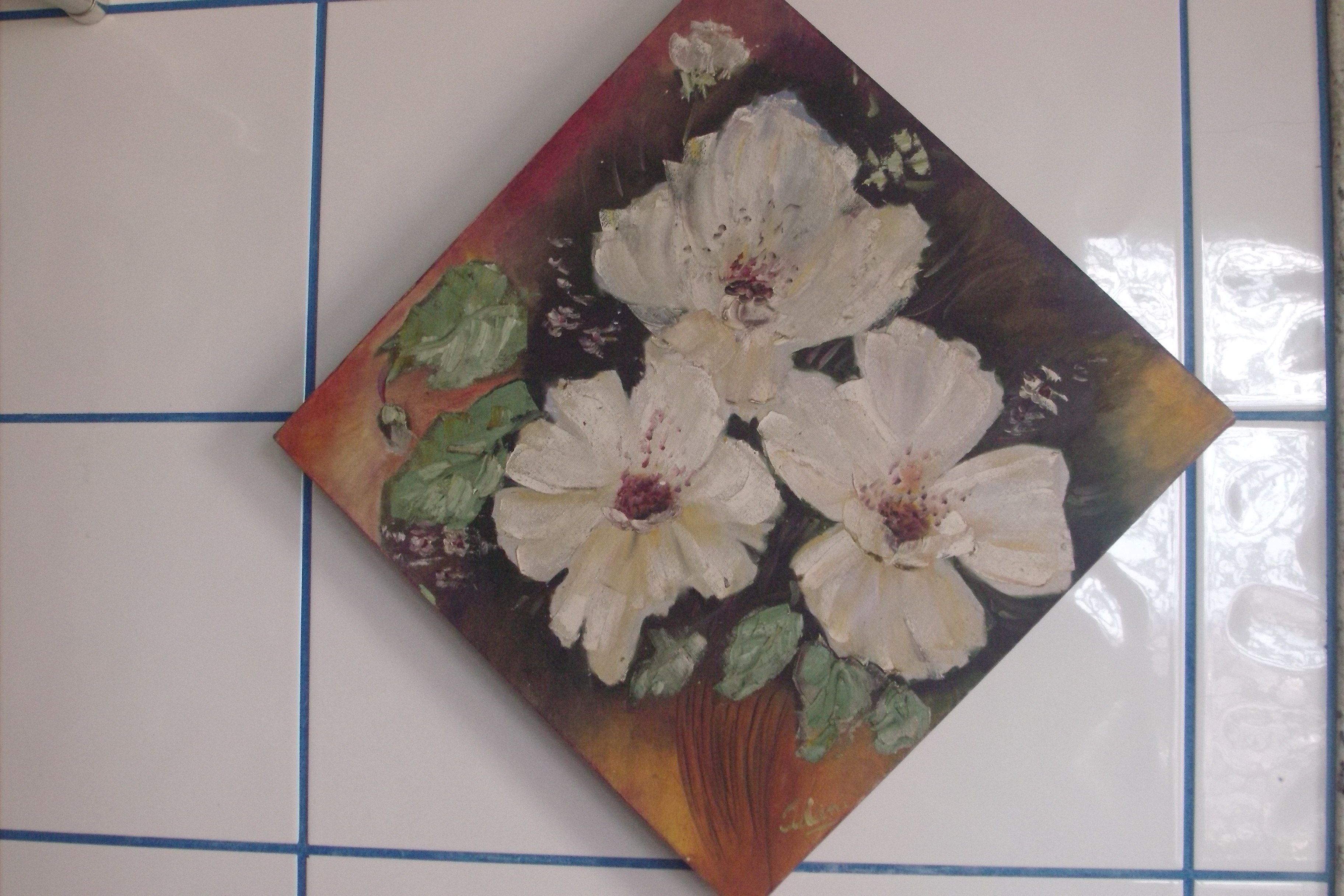 Painel com Lindas Flores Pintadas a Óleo – Crie o seu, Relaxe e Venda