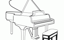 Desenhos para Colorir de Instrumentos Musicais Piano, Violão, Sax etc