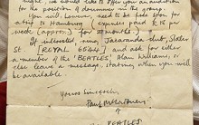 Carta Encontrada em Liverpool-Manuscrito Sobre Fase Inicial de Beatles