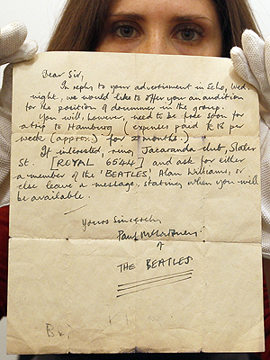 Carta Encontrada em Liverpool-Manuscrito Sobre Fase Inicial de Beatles