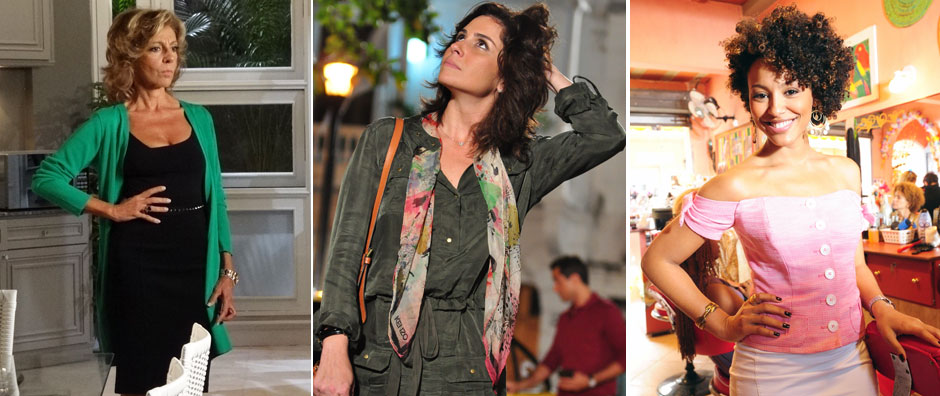 Moda “Aquele Beijo”: Roupas e Cabelo Cláudia, Lucena, Brigitte, Sarita