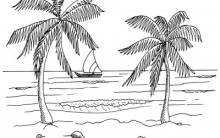 Desenhos para Colorir de Praias: Imagens do Verão, Férias, Mar e Sol