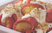 Receita de Panqueca Rosada Recheada com Mandioquinha Light- Diabéticos