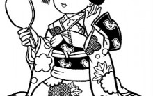Meninas Japonesas para Colorir: Gueixas e Garotas de Kimono pra Pintar