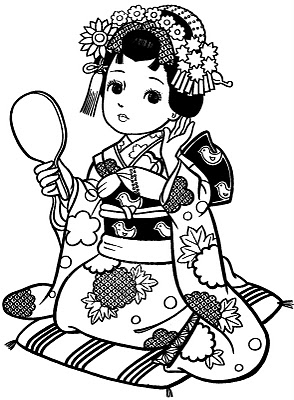 Meninas Japonesas para Colorir: Gueixas e Garotas de Kimono pra Pintar