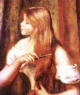Jovem Menina Penteando seu Cabelo