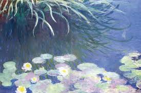  Claude Monet, "Nymphéas avec reflets de hautes herbes" (Ninfeia com reflexo de grama alta), Claude Monet.