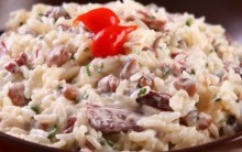 Receita de Arroz Cremoso com Salmão e azeitonas