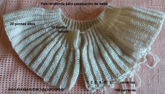 Pala Redonda para Casaquinho de Bebê em Crochê – Receita PAP e Medidas de Pala