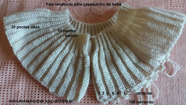 Casaquinho de Bebê com Pala Redonda e Ponto com Picô – Receita Fácil PAP