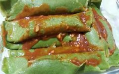 Panqueca de Espinafre – Massa de Espinafre e Recheio de Frango com Milho e Espinafre
