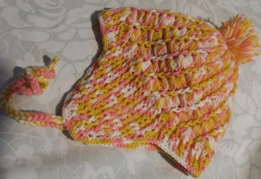 Gorro de Crochê com Protetor de Orelhas – Ponto em Diagonal e Barra no Tapa Orelhas – Receita PAP