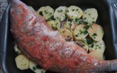 Corvina Assada com Batatas Cebolas Como Fazer Temperar Tempo Forno