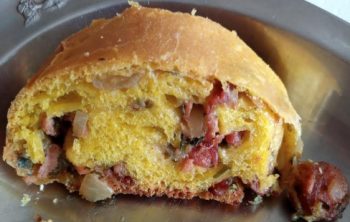 Pão de Linguiça com Levain Massa de Abóbora Pão Fermentação Lenta