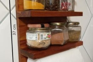 Suporte de Tempero e Papel Toalha de Madeira Teca – Reaproveitar Pedaços de Madeira