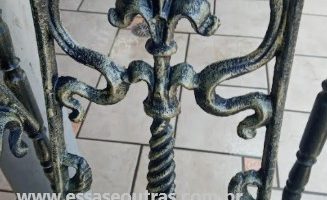 Envelhecer Portão de Ferro Fundido Pintura Dourada em Grade de Metal