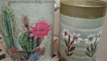 Latas Pintadas e Decoradas com Decoupage – Decorar Lata para Plantar