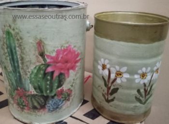 Latas Pintadas e Decoradas com Decoupage – Decorar Lata para Plantar